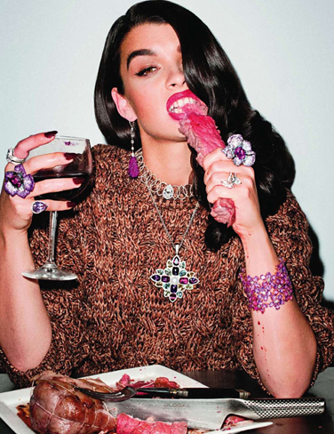 Illustration for article titled French Vogue Puts Crystal Renn And Uncle Terry In A Food-Filled Room